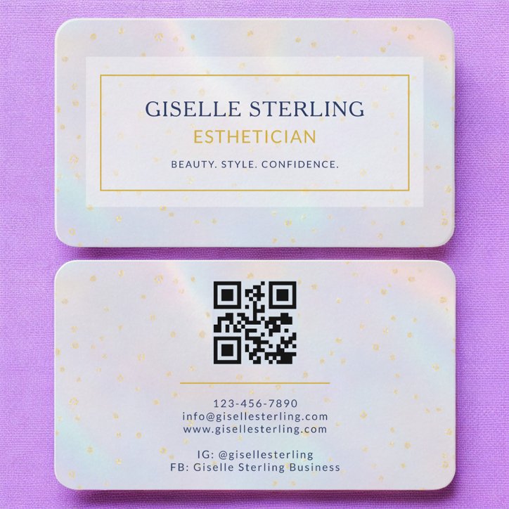 Esthetician Holographic QR Code Business Card
