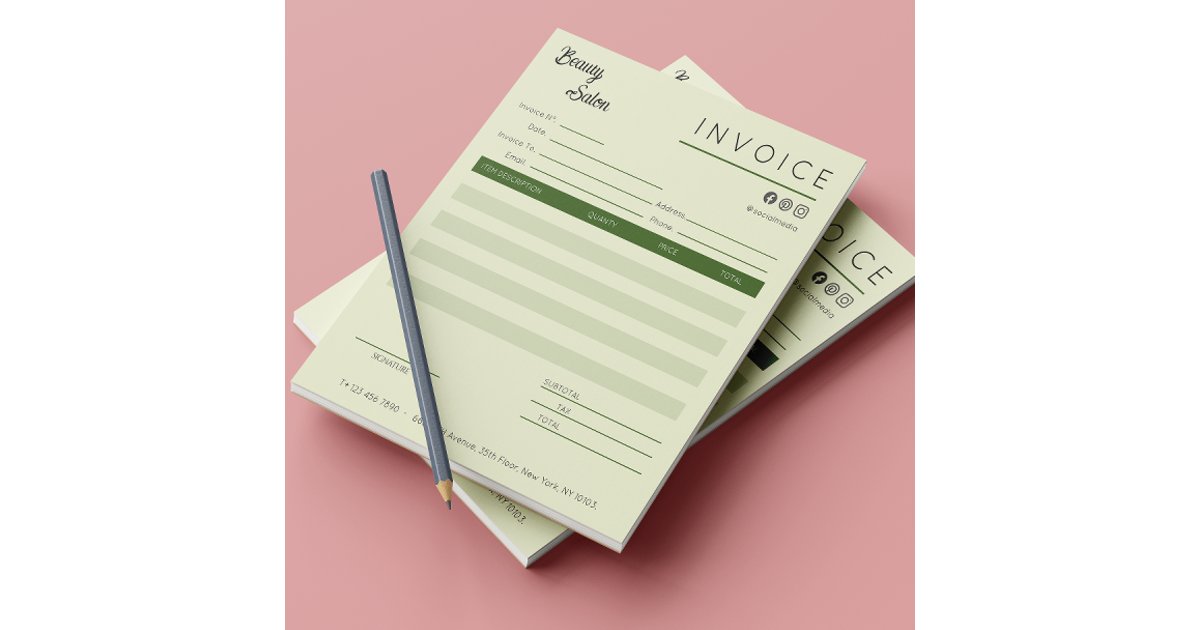 Esthetician Invoice Sales Receipt Calligraphy Notepad | Zazzle