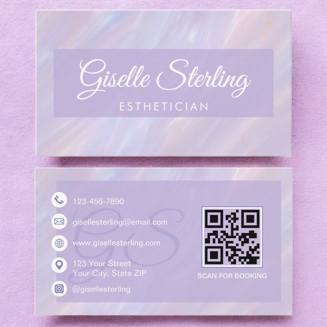 Esthetician Iridescent Pastel Opal Holographic Business Card (Creator Uploaded)