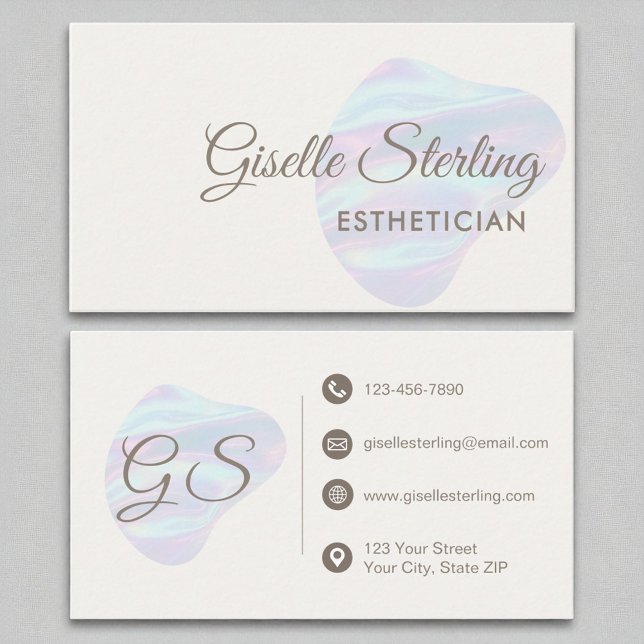 Esthetician Iridescent Pearl Opal Abstract Business Card (Creator Uploaded)