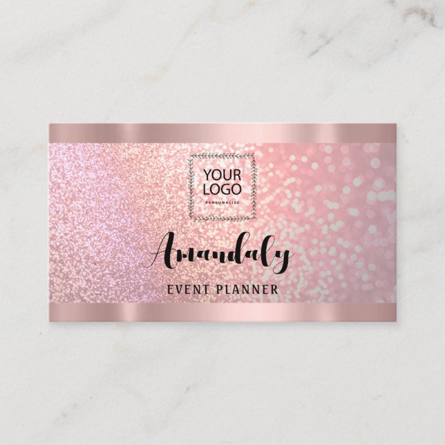 Esthetician Lash Nails Hair QR CodeLogo Rose Pink Business Card (Front)