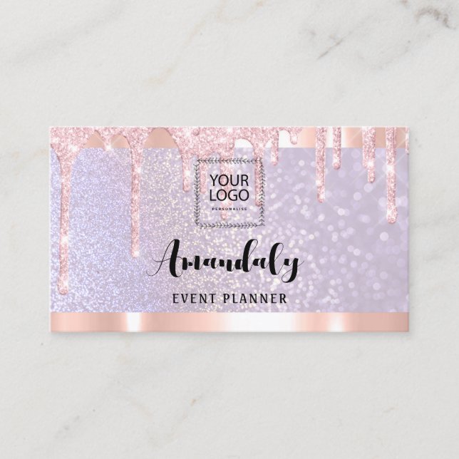 Esthetician Lash Nails Hair QRCode Logo PurpleRose Business Card (Front)