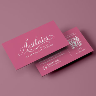 Esthetician Luxury Script Aesthetics Pink Business Card
