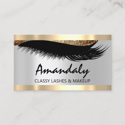 Esthetician Makeup Eyelashes Gold Appointment Card