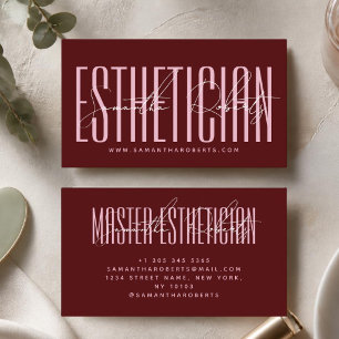 Esthetician modern typography script red business card