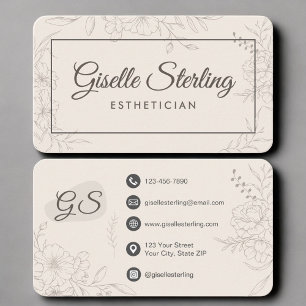Esthetician Neutral Floral Business Card