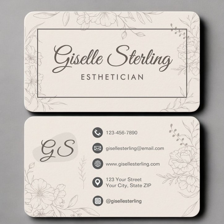 Esthetician Neutral Floral Business Card