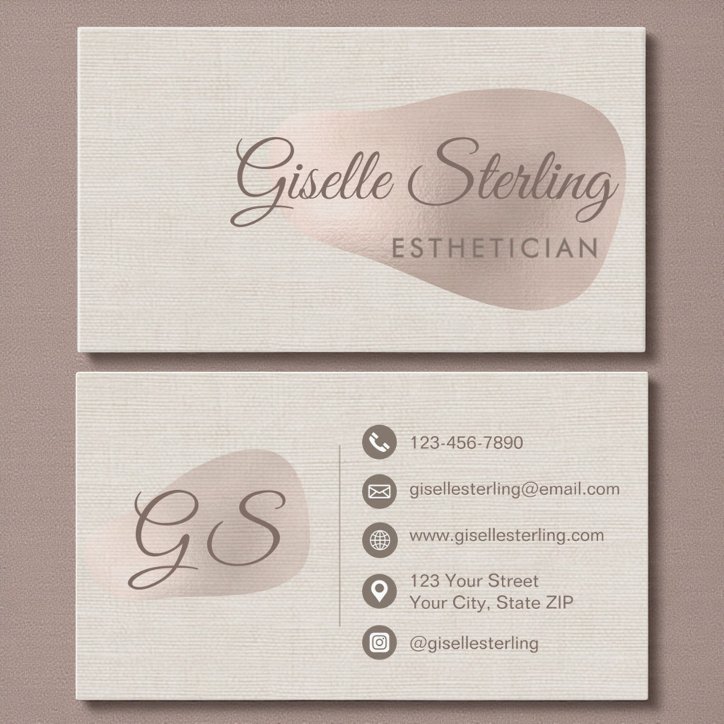 Esthetician Neutral Linen Abstract Beauty Business Card
