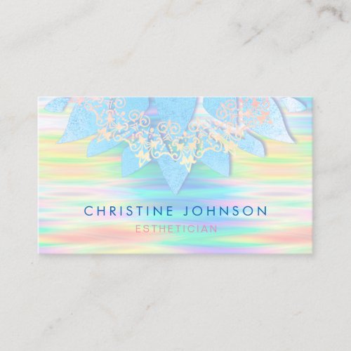 esthetician pastel rainbow background business card
