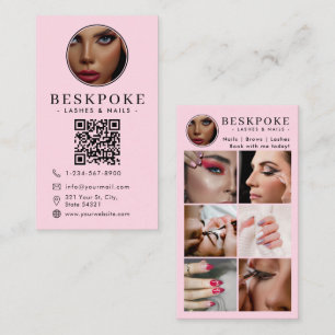 Esthetician Photo Feed Pink Social Media QR Code Business Card