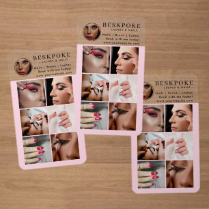 Esthetician Photo Grid Feed Pink Social Media Clear Business Cards