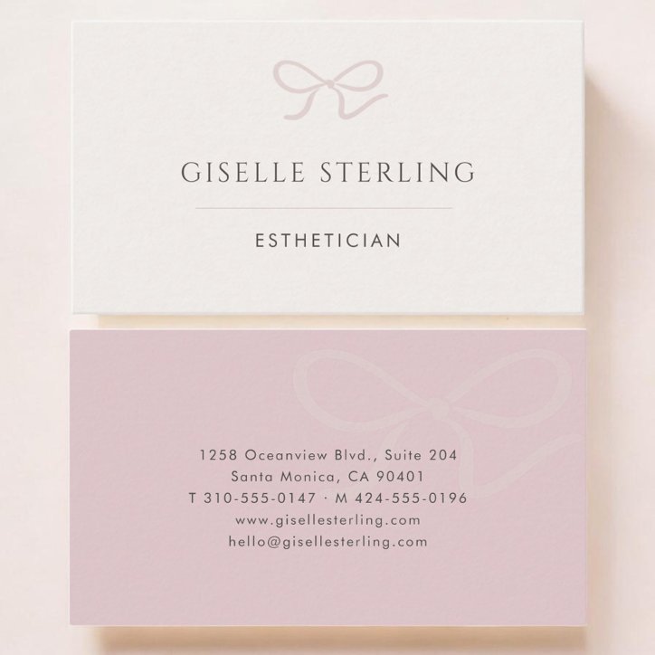 Esthetician Pink Bow Business Card