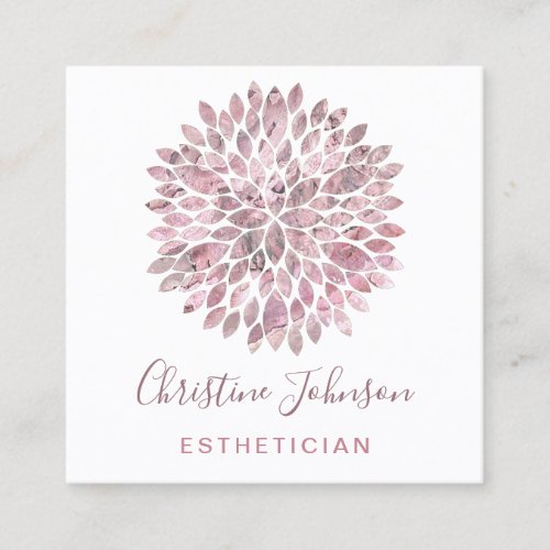 esthetician pink dahlia decor square business card