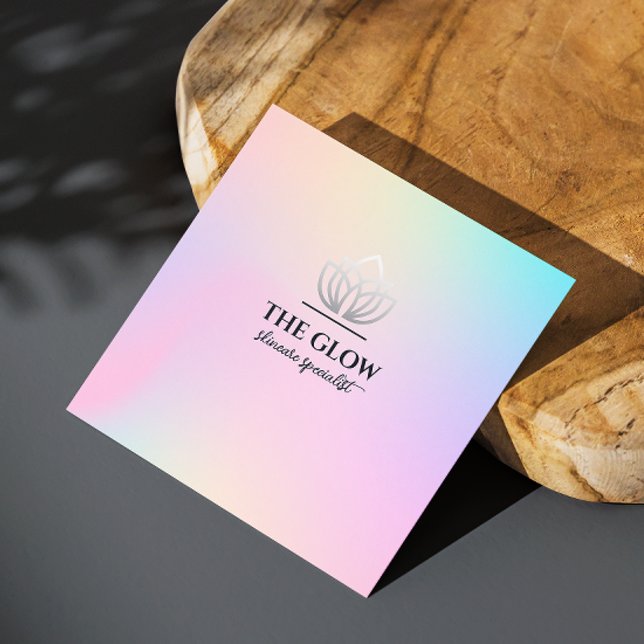 Esthetician Pink Holographic Iridescent Qr Code Square Business Card (Esthetician Pink Holographic Iridescent Qr Code Square Business Card)