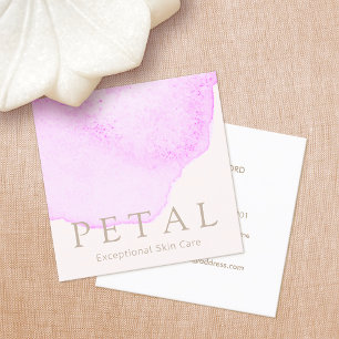 Esthetician Pink Watercolor  Floral Petal Square Business Card