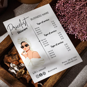Esthetician Price List Business Service Menu Flyer