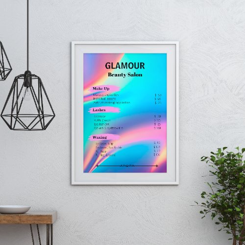 Esthetician Price List Holographic Aesthetician Poster