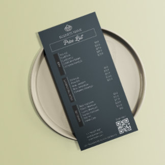 Esthetician Price List Menu Black White Gray Grey