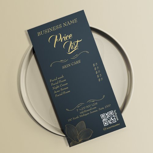 Esthetician Price List Menu Golden Details Qr Code