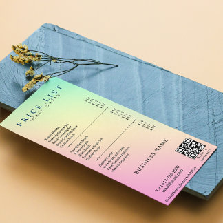 Esthetician Price List Menu Pastel Holographic