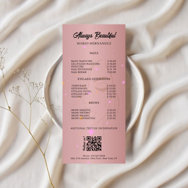 Esthetician Price List Menu Rose Gold Qr Code (Esthetician Price List Menu Rose Gold Qr Code)
