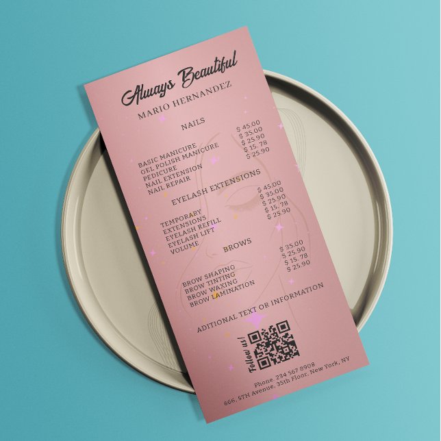 Esthetician Price List Menu Rose Gold Qr Code (Esthetician Price List Menu Rose Gold Qr Code)