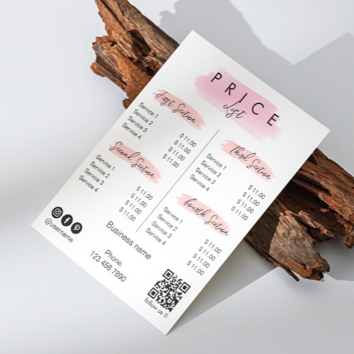 Esthetician Price List Menu Script Typography Flyer