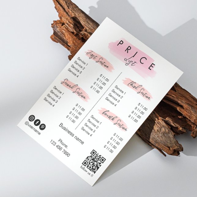Esthetician Price List Menu Script Typography Flyer (Esthetician Business Service Price List Menu Flyer)