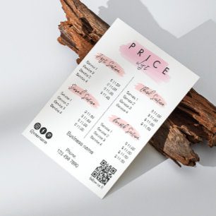 Esthetician Price List Menu Script Typography Invitation