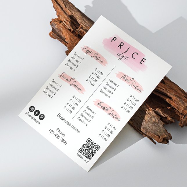 Esthetician Price List Menu Script Typography Invitation (Esthetician Business Service Price List Menu Invitation)