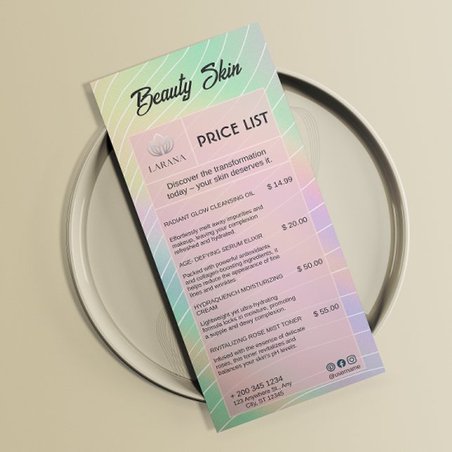 Esthetician Price List Menu Trendy Hologram  (Esthetician Price List Menu Trendy Hologram)