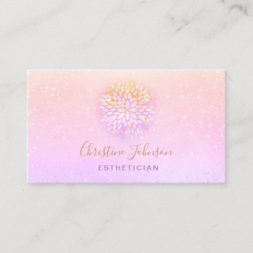 esthetician purple pink dahlia logo business card