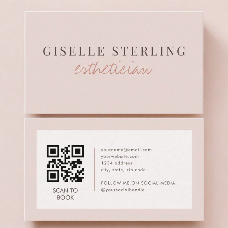 Esthetician QR Code Blush Pink Business Card