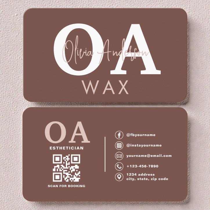 Esthetician QR Code Terracotta Wax Specialist Business Card