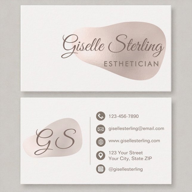 Esthetician Rose Gold Foil Blush Abstract Beauty Business Card (Creator Uploaded)