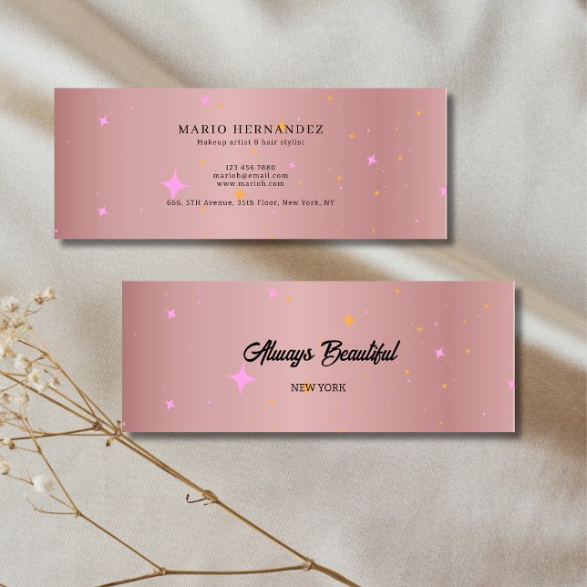 Esthetician Rose Gold Script Calligraphy Mini Business Card (Esthetician Rose Gold Script Calligraphy Mini Business Card)