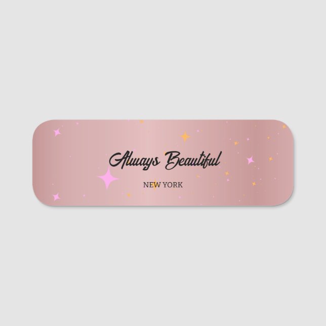 Esthetician Rose Gold Script Calligraphy Name Tag (Front)