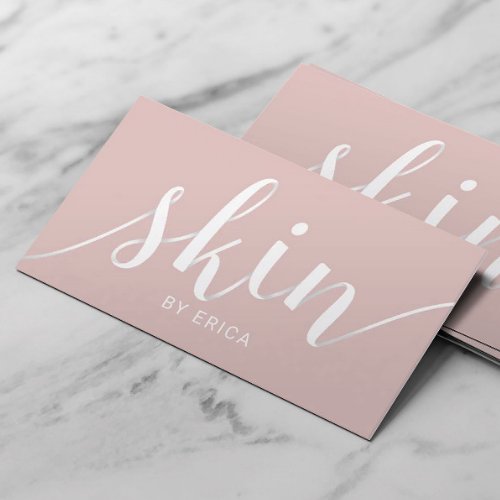 Esthetician Skin Care Blush Pink Typography Business Card