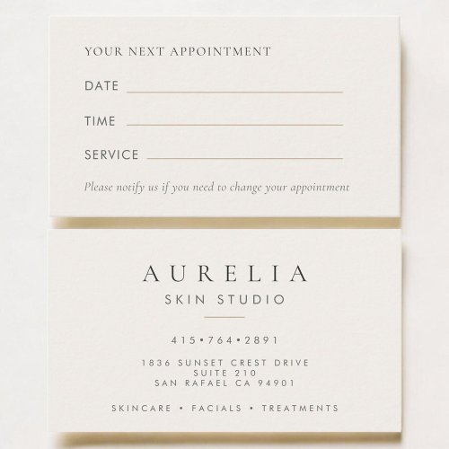 Esthetician Skin Salon Appointment Card