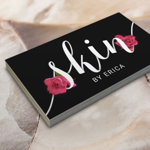 Esthetician Skin Salon Flower  Paper Typography Business Card