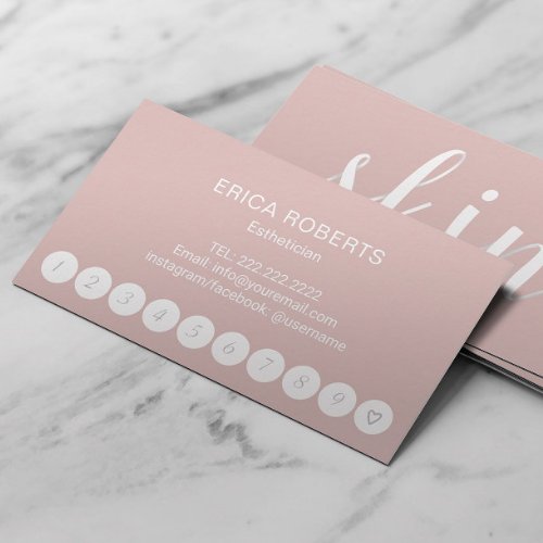 Esthetician Skincare Blush Pink Typography SPA Loyalty Card
