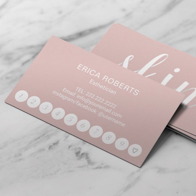 Esthetician Skincare Blush Pink Typography SPA Loyalty Card (Creator Uploaded)