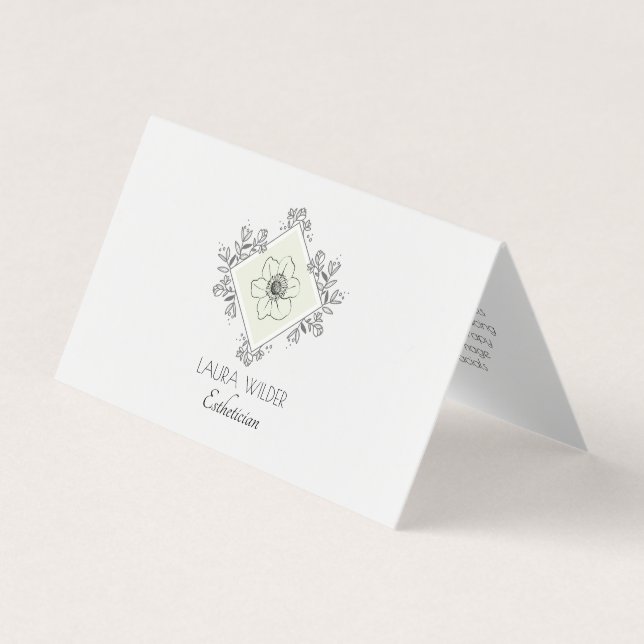 Esthetician Skincare Floral Logo Business Card (Front)