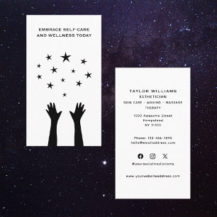 Esthetician Skincare Hands Stars Fun Social Media Business Card