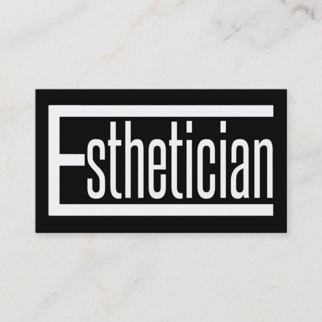 Esthetician Word Black and White Business Card (Front)
