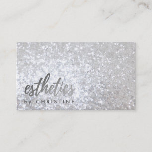 esthetics faux silver glitter appointment card