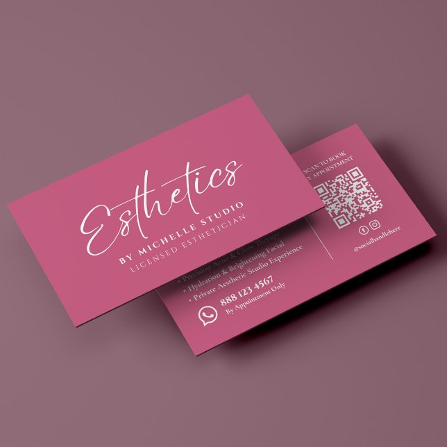 Esthetics Script Pink Elegant Licensed Esthetician Business Card (Esthetics Script Pink Elegant Licensed Esthetician Business Card
)