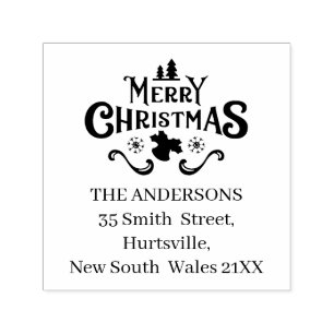 estive Merry Christmas Custom Address Self-inking Stamp
