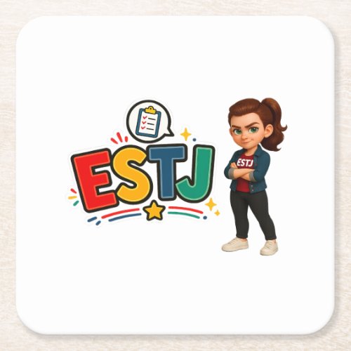 ESTJ — The Organizing Leader Square Paper Coaster