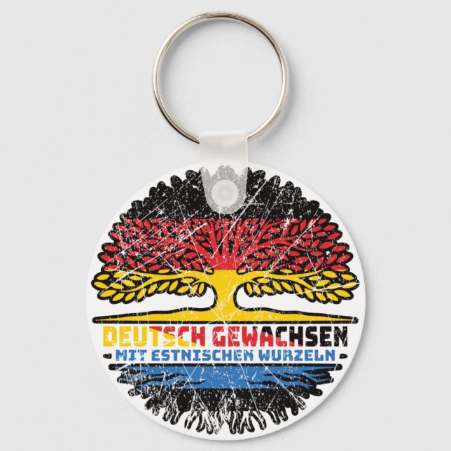 Estland Estnisch Deutschland Deutschland Baum Wurz Keychain (Front)